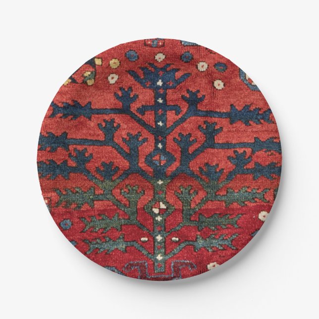 Bright Red Persian III Geometric Shapes  Paper Plates (Front)