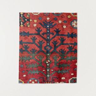Bright Red Persian III Geometric Shapes  Tapestry