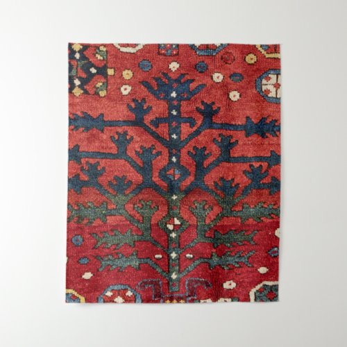 Bright Red Persian III Geometric Shapes  Tapestry