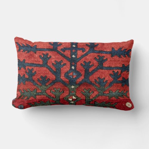 Bright Red Persian III Geometric Shapes Throw Pill Lumbar Pillow