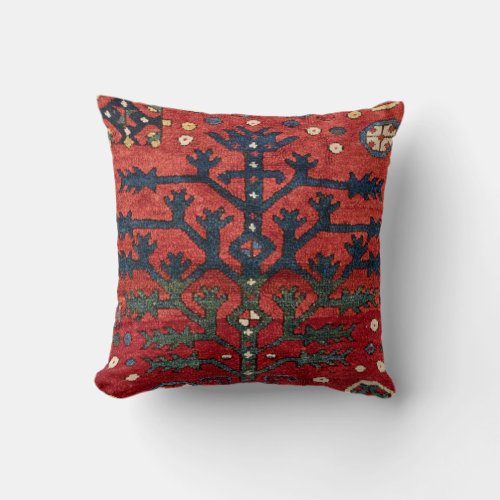 Bright Red Persian III Geometric Shapes Throw Pillow