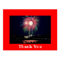 Bright Red Photo Border Thank You Postcard