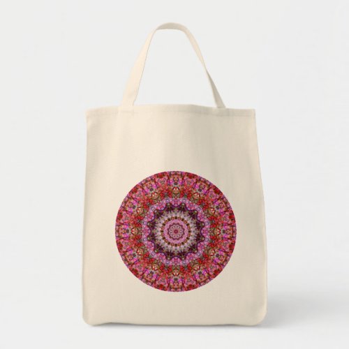Bright Red Pink and Purple Mandala Kaleidoscope Tote Bag