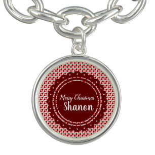 Bright Red Pink Christmas Dots Bracelet