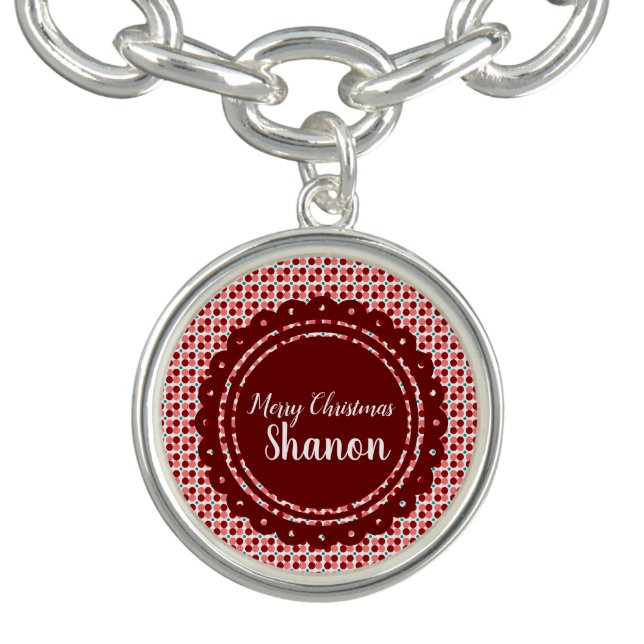 Bright Red Pink Christmas Dots Bracelet (Design)