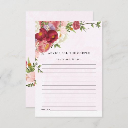 Bright Red Pink white Flower Wedding Shower Advice Enclosure Card