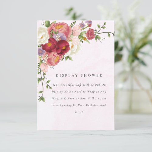 Bright Red Pink white Flowers Display Baby Shower Enclosure Card