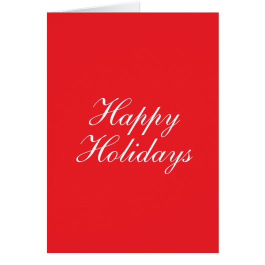 Bright Red Plain Elegant Happy Holidays Card (Front)
