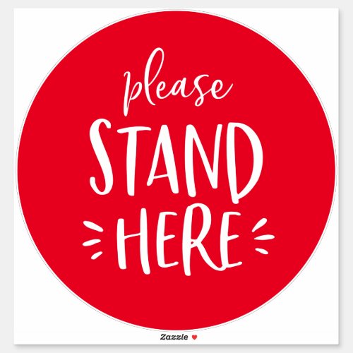 Bright Red Please Stand Here Large Floor Marker Sticker