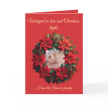 Bright Red Poinsettia and Greenery Circle