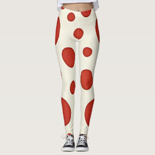 Bright red polka dots with a vintage twist on whit leggings