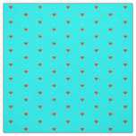 Bright Red Polka Hearts on Turquoise Blue Fabric