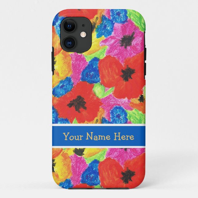 Bright Red Poppies and Blue Cornflowers Case-Mate iPhone Case (Back)