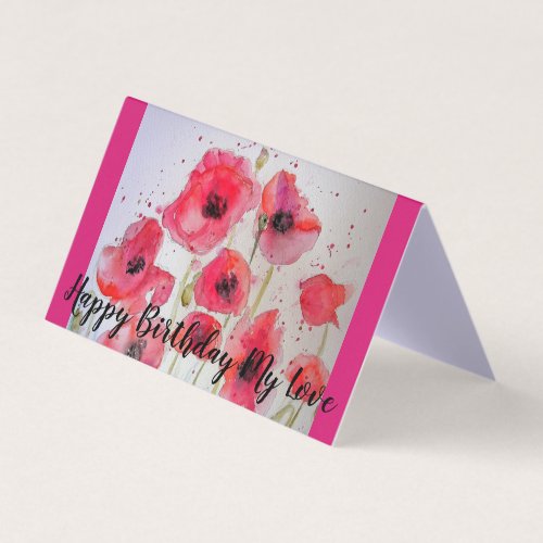 Bright Red Poppies Painting Love Birthday Card