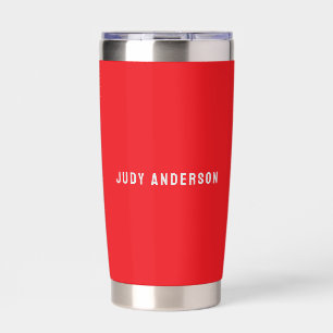 Bright Red Professional Plain Modern Elegant Name Insulated Tumbler