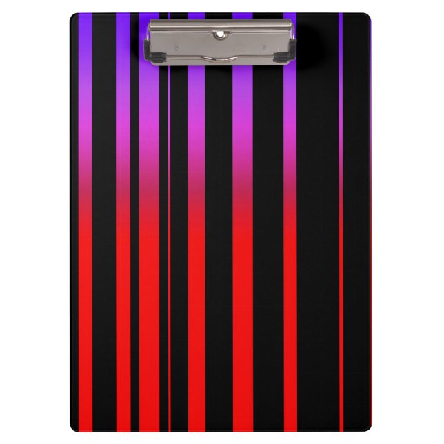 Bright Red Purple and Black Stripes Clipboard (Front)