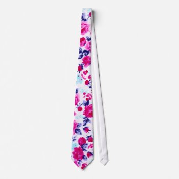 Bright Red  Purple  And Pink Floral Pattern Tie by ChicPink at Zazzle