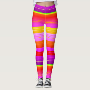 Bright red purple yellow creative striped Leggings