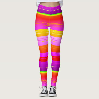 Bright red purple yellow creative striped Leggings