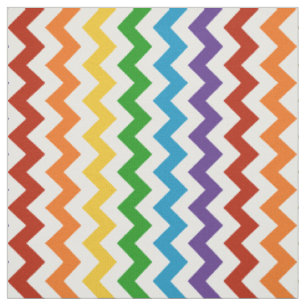 Bright Red Rainbow Chevron Fabric