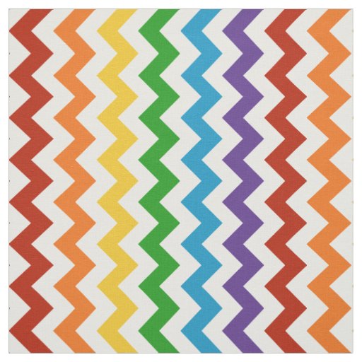 Bright Red Rainbow Chevron Fabric