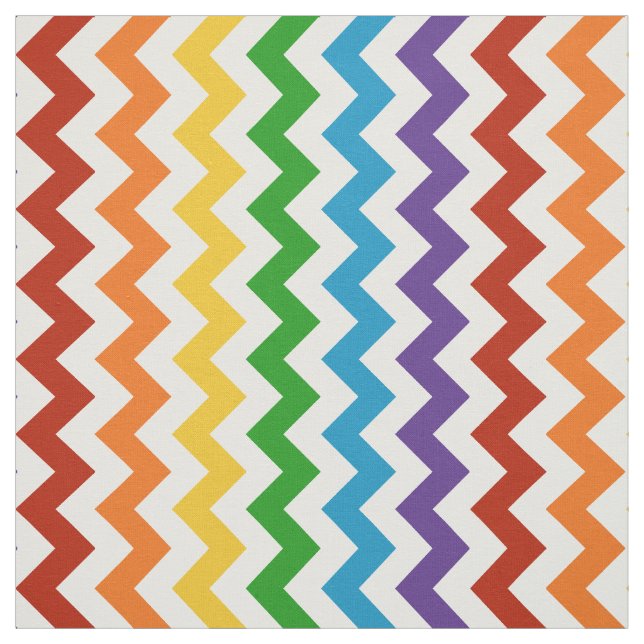 Bright Red Rainbow Chevron Fabric (Swatch)