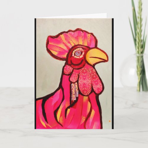 Bright Red Rooster Greeting Card