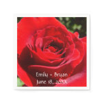 Bright Red Rose Beautiful Floral Wedding Paper Napkins