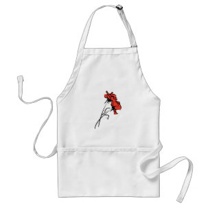 Bright Red Rose Brushstroke Adult Apron
