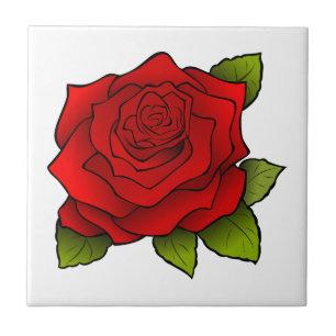 Bright Red Rose Ceramic Tile