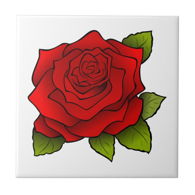 Bright Red Rose Ceramic Tile (Front)