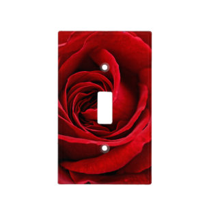 Bright Red Rose Close Up Light Switch Cover