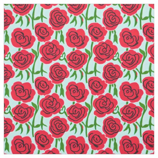 Bright Red Rose Fabric