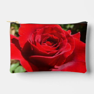 Bright Red Rose Flower Beautiful Floral Accessory Pouch