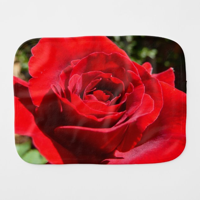 Bright Red Rose Flower Beautiful Floral Baby Burp Cloth (Front Horizontal)