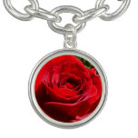 Bright Red Rose Flower Beautiful Floral Bracelet