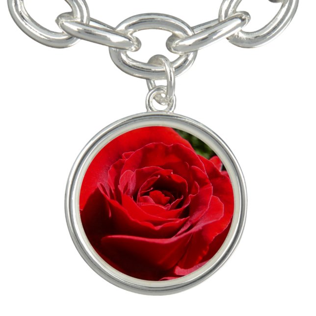 Bright Red Rose Flower Beautiful Floral Bracelet (Design)