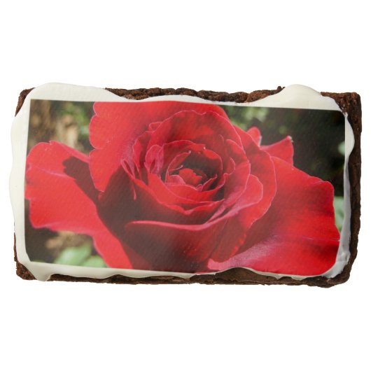 Bright Red Rose Flower Beautiful Floral Brownie (Front)