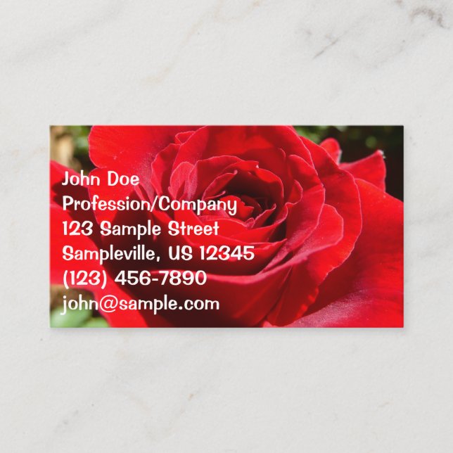 Bright Red Rose Flower Beautiful Floral Business Card (Front)