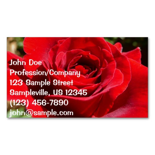 Bright Red Rose Flower Beautiful Floral Business Card Magnet