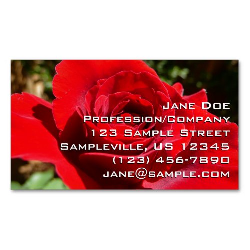 Bright Red Rose Flower Beautiful Floral Business Card Magnet
