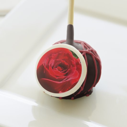 Bright Red Rose Flower Beautiful Floral Cake Pops (Front Insitu)