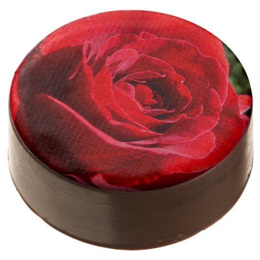 Bright Red Rose Flower Beautiful Floral Chocolate Covered Oreo (Angled)