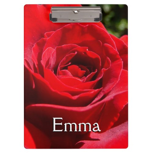 Bright Red Rose Flower Beautiful Floral Clipboard