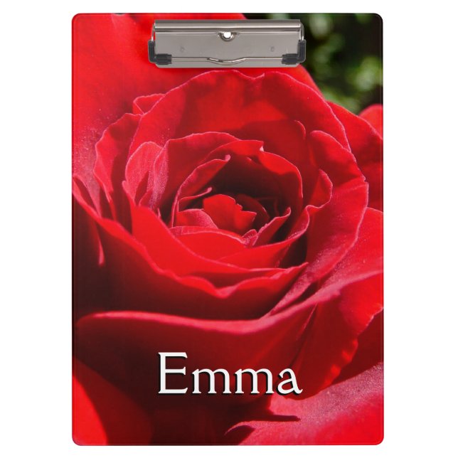 Bright Red Rose Flower Beautiful Floral Clipboard (Front)