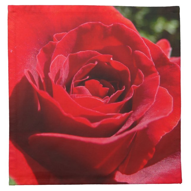 Bright Red Rose Flower Beautiful Floral Cloth Napkin (Front)