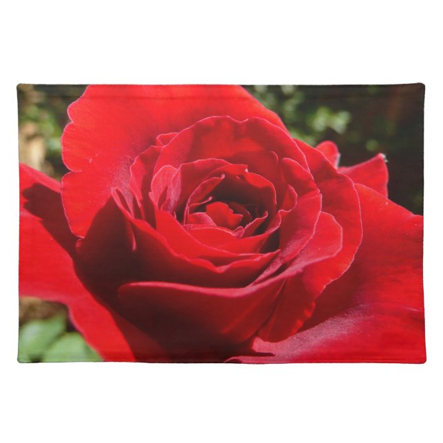 Bright Red Rose Flower Beautiful Floral Cloth Placemat (Front)