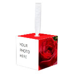 Bright Red Rose Flower Beautiful Floral Cube Ornament