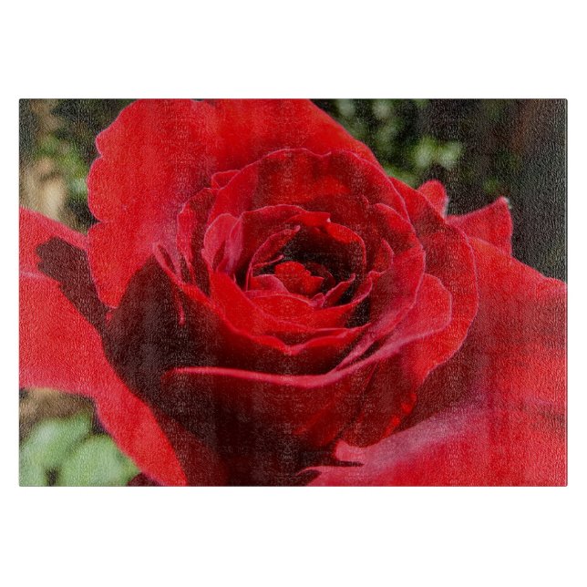 Bright Red Rose Flower Beautiful Floral Cutting Board (Front)