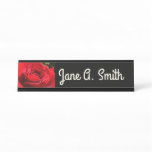 Bright Red Rose Flower Beautiful Floral Desk Name Plate